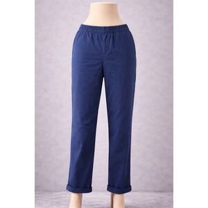 NWOT Denim & Co Navy Blue Pull On Elastic Waist Straight Leg Pants Womens XS